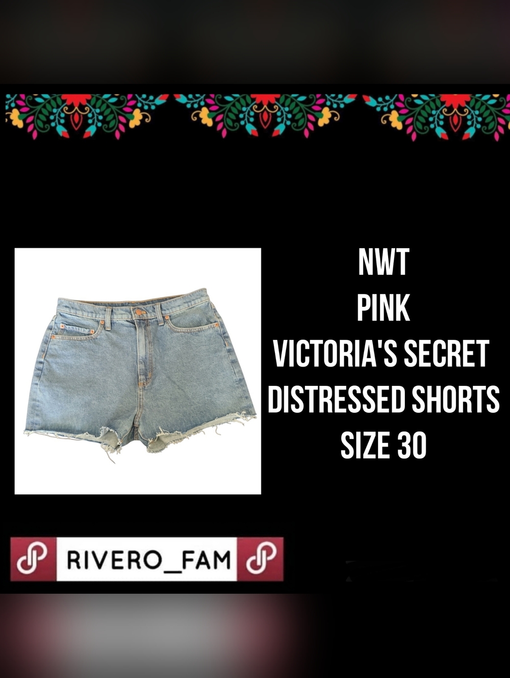 NWT | PINK VICTORIA'S SECRET | DISTRESSED SHORTS | SIZE 30